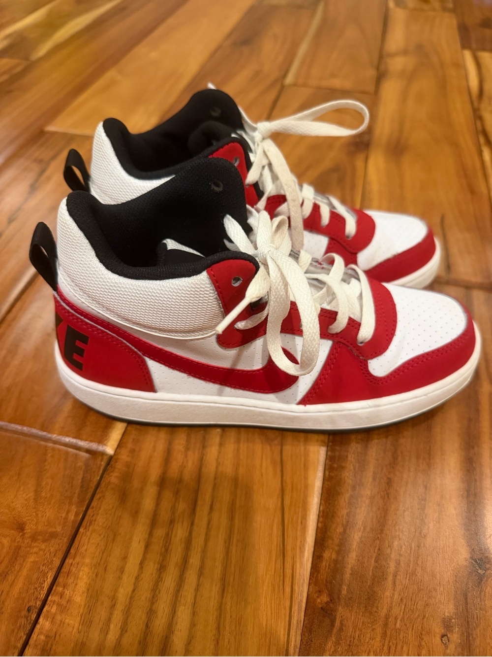 Nike Kids Court Borough Mid GS Shoes Red White Size 6